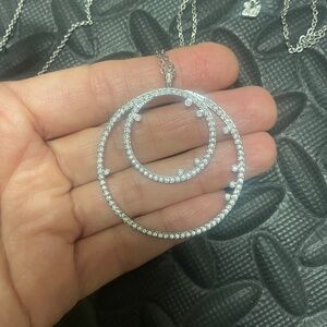 ✨ Swarovski Crystal Jewelry Set – Double Circle Pendant + Small Circle + Earring